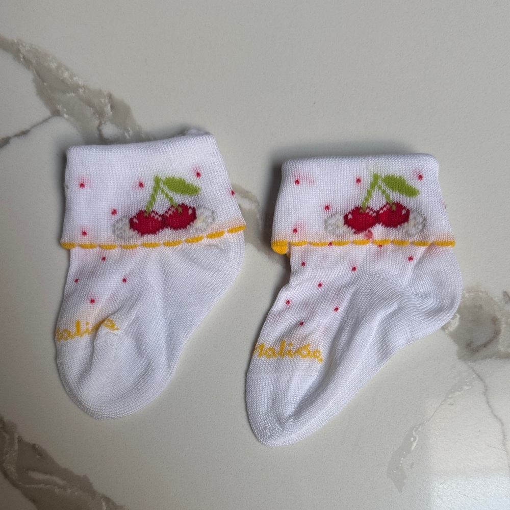 Mona Lisa Baby Socks with Cherry Design